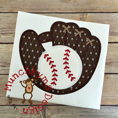 Baseball Glove Applique | Machine Embroidery Designs by JuJu