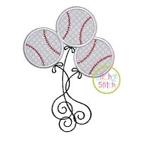 Baseball Balloons Applique Design | Machine Embroidery Designs by JuJu