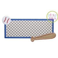 Baseball Bat Frame Applique | Machine Embroidery Designs by JuJu