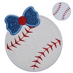 Baseball Bow Applique | Machine Embroidery Designs by JuJu