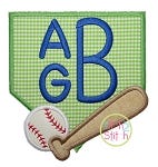 Baseball Diamond Bat Monogram Applique | Machine Embroidery Designs by JuJu