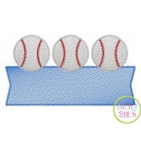 Baseball Trio Banner Sketch Embroidery Design | Machine Embroidery Designs by JuJu