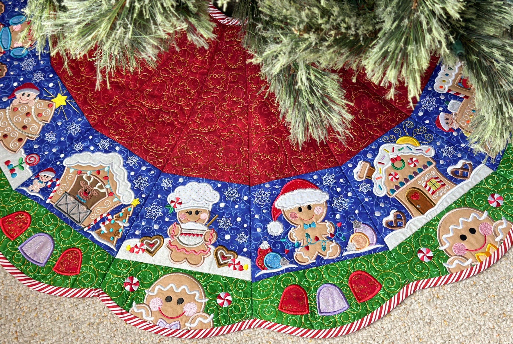 ITH Gingerbread Tree Skirt | Machine Embroidery Designs by JuJu