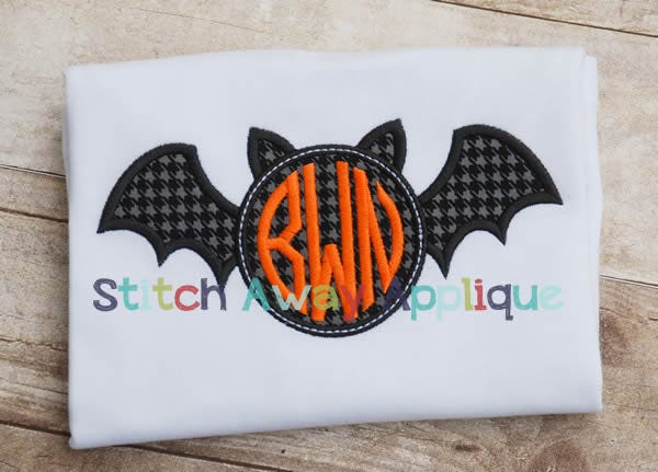 Bat Monogram Circle | Machine Embroidery Designs by JuJu