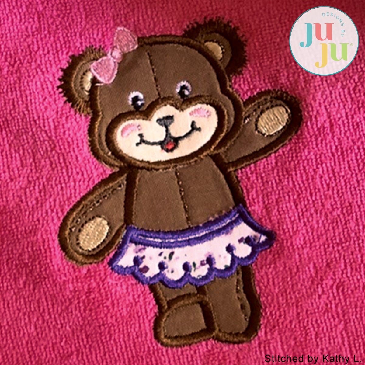 Applique Teddy Bear Girl Embroidery Design by Oma's Place | Machine Embroidery Designs by JuJu