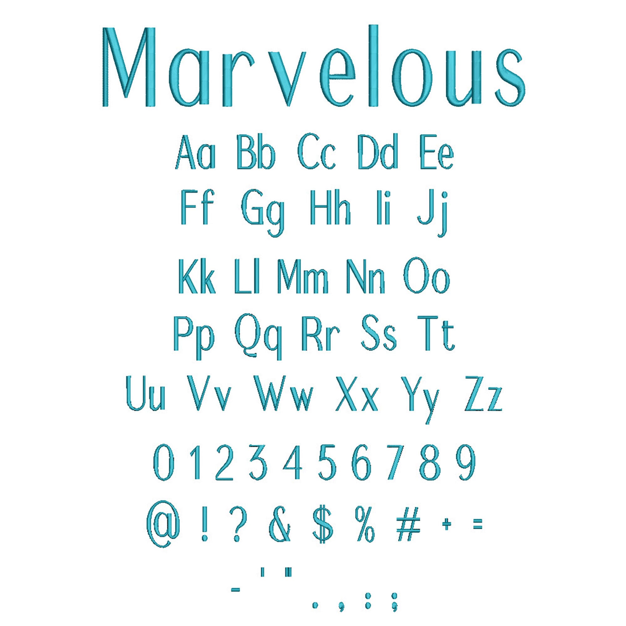 Marvelous Embroidery Font | Machine Embroidery Designs by JuJu