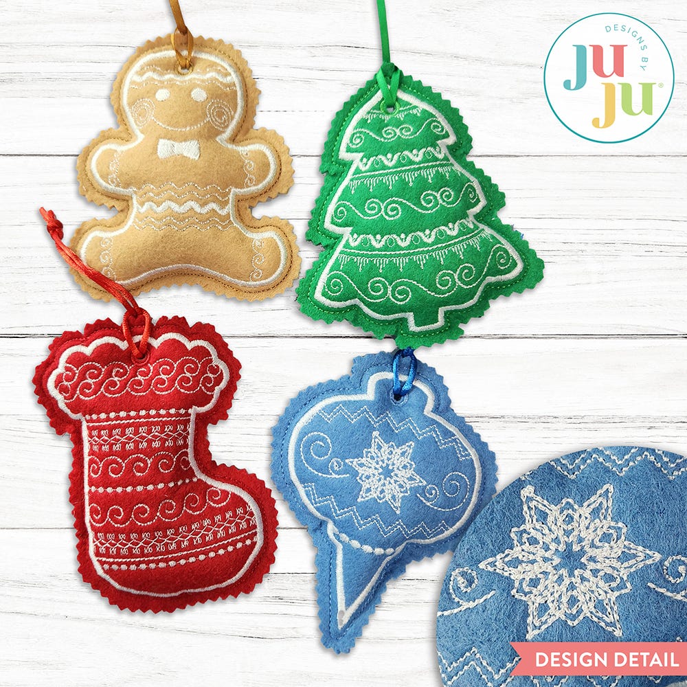 In The Hoop Nordic Ornaments 2 Project | Machine Embroidery Designs by JuJu