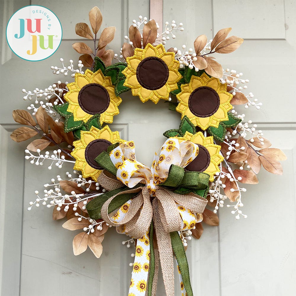  In The Hoop Autumn Wreath Project | Machine Embroidery Designs by JuJu