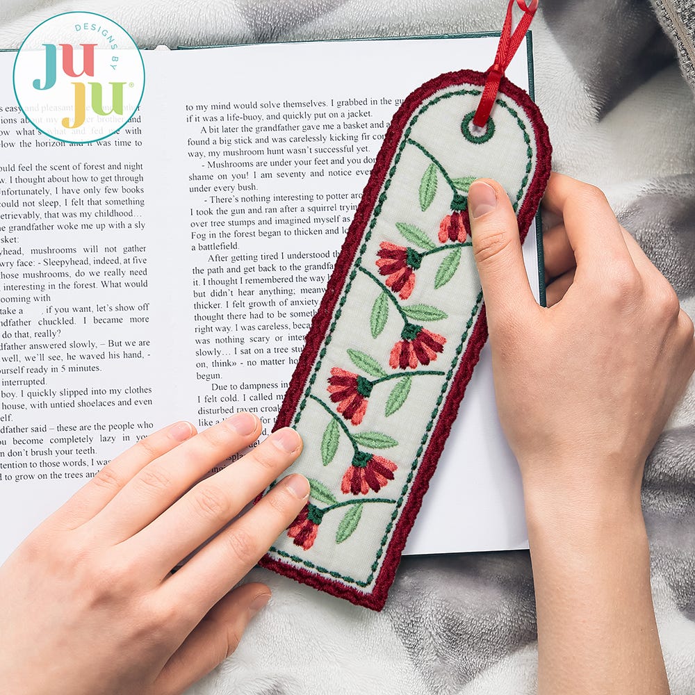 In The Hoop Floral Bookmarks Project | Machine Embroidery Designs by JuJu