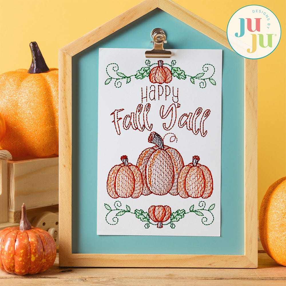 Fall Greeting Card Embroidery Set | Machine Embroidery Designs by JuJu