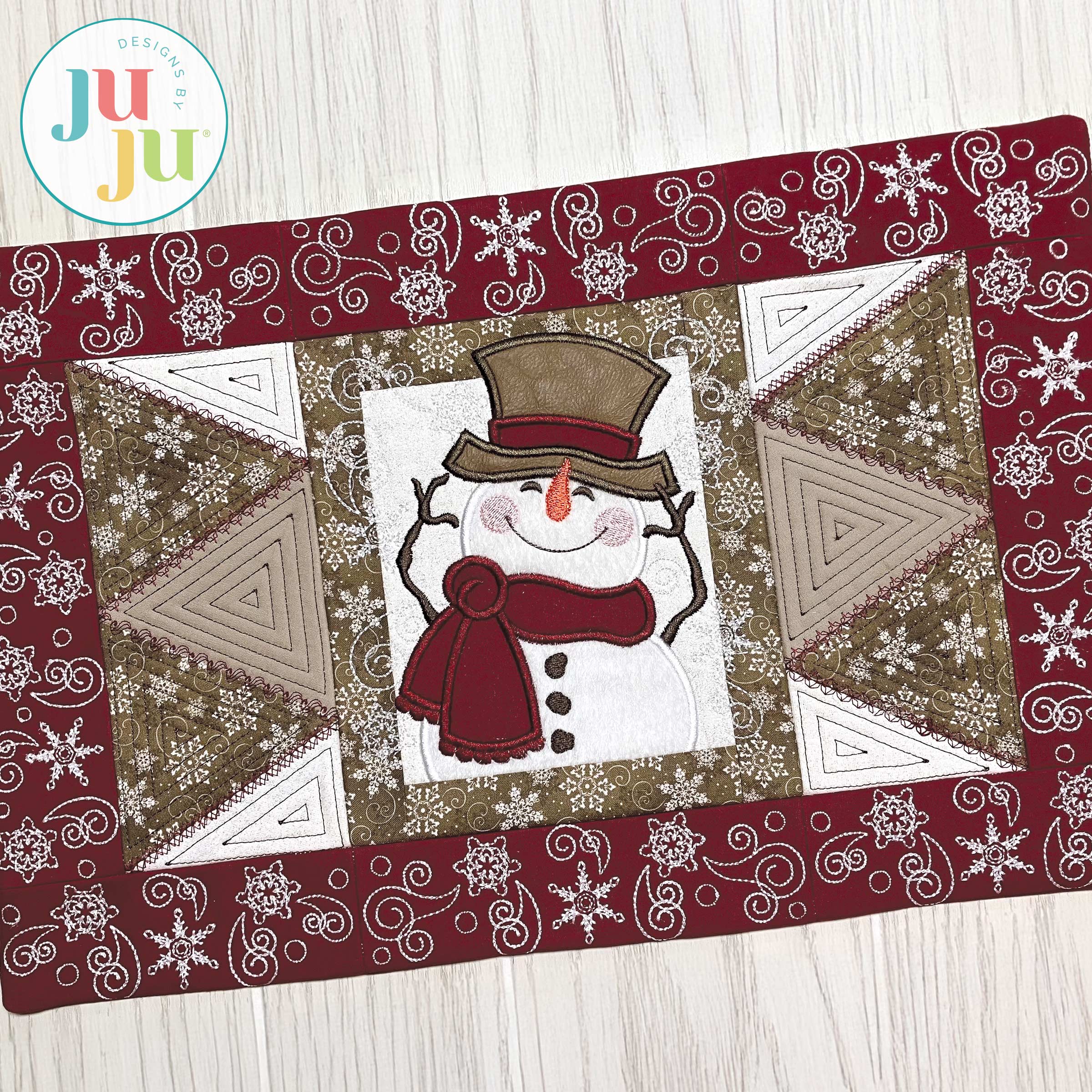 In The Hoop Modular Snowman Placemat Project
