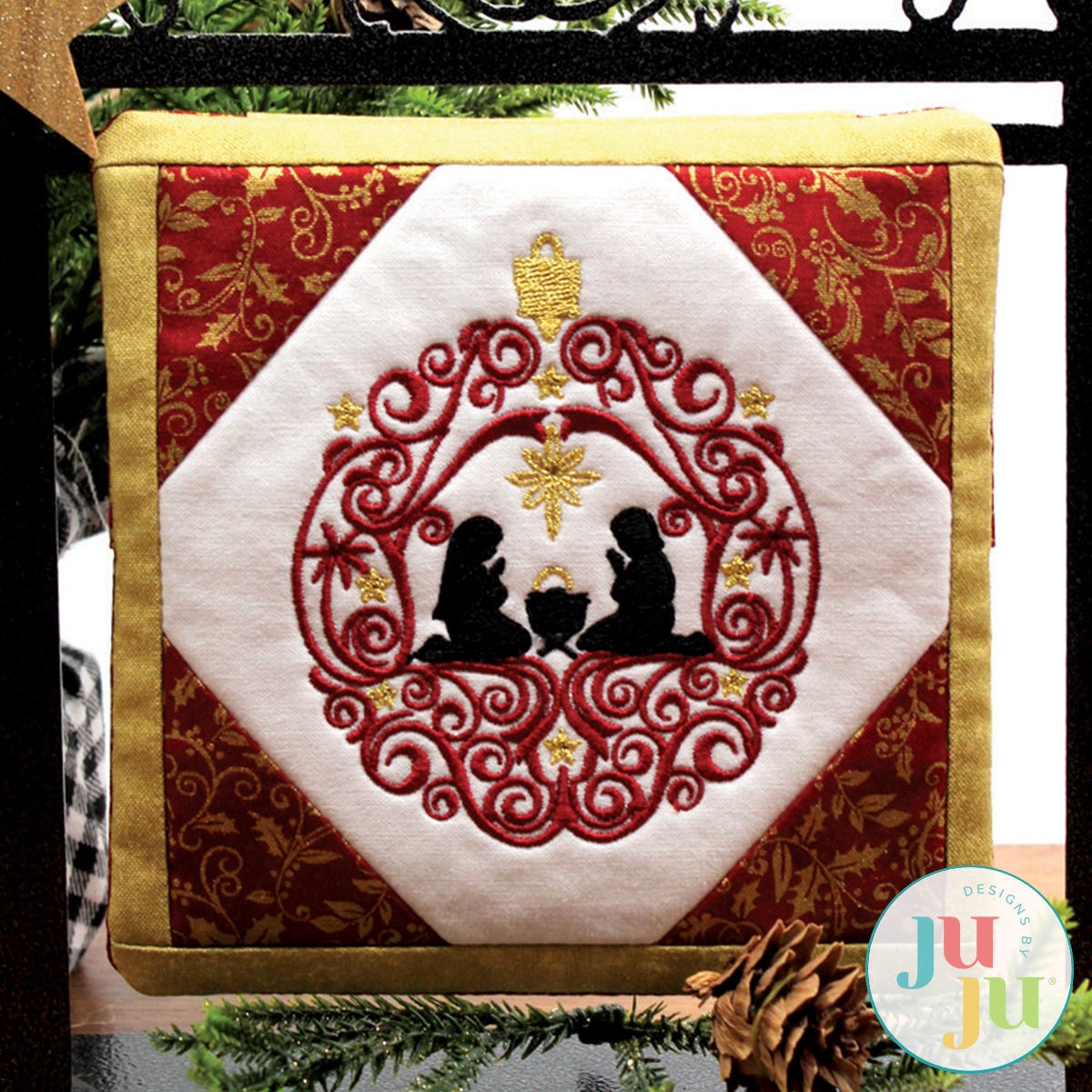 Nativity Tiny Quilt by Oma's Place | Machine Embroidery Designs by JuJu