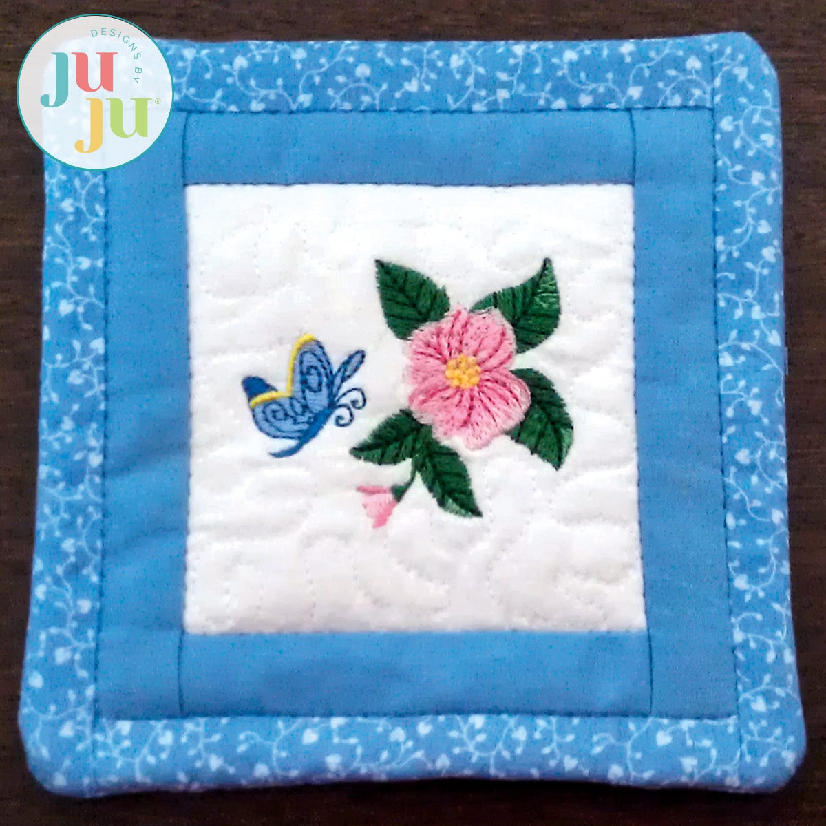 In The Hoop Dogwood Hotpad Project by Oma's Place | Machine Embroidery Designs by JuJu
