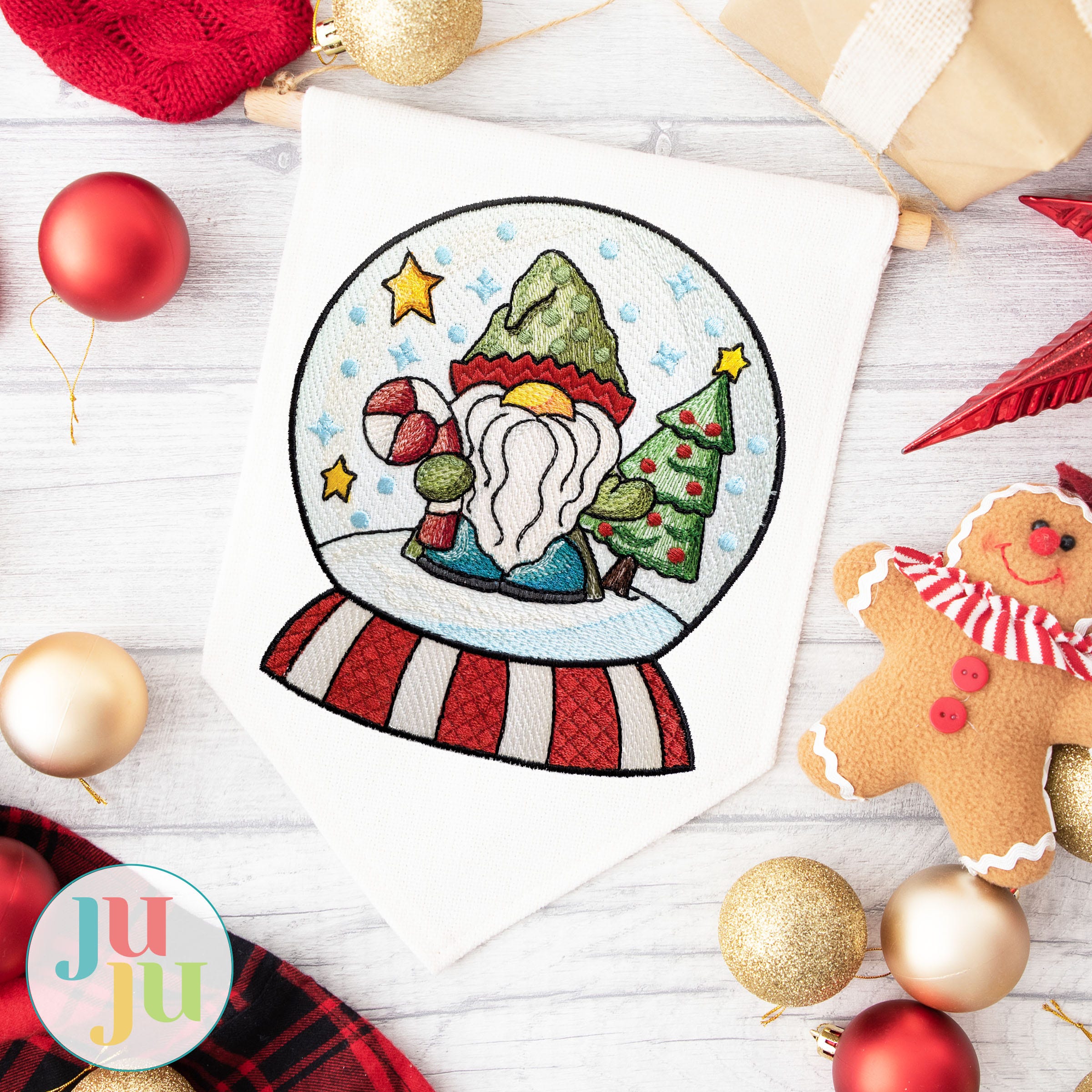 Yuletide Bliss Snowglobes 2 Christmas Embroidery Set | Machine Embroidery Designs by JuJu