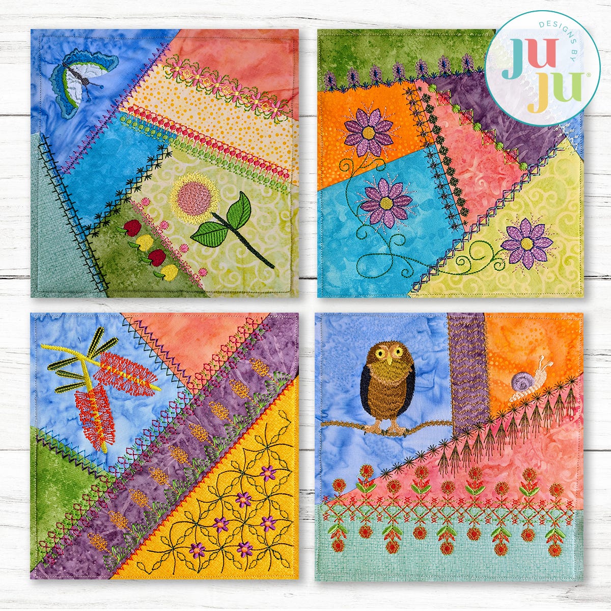 In The Hoop Crazy Patch Blocks Project Series 2 Set 1 | Machine Embroidery Designs by JuJu