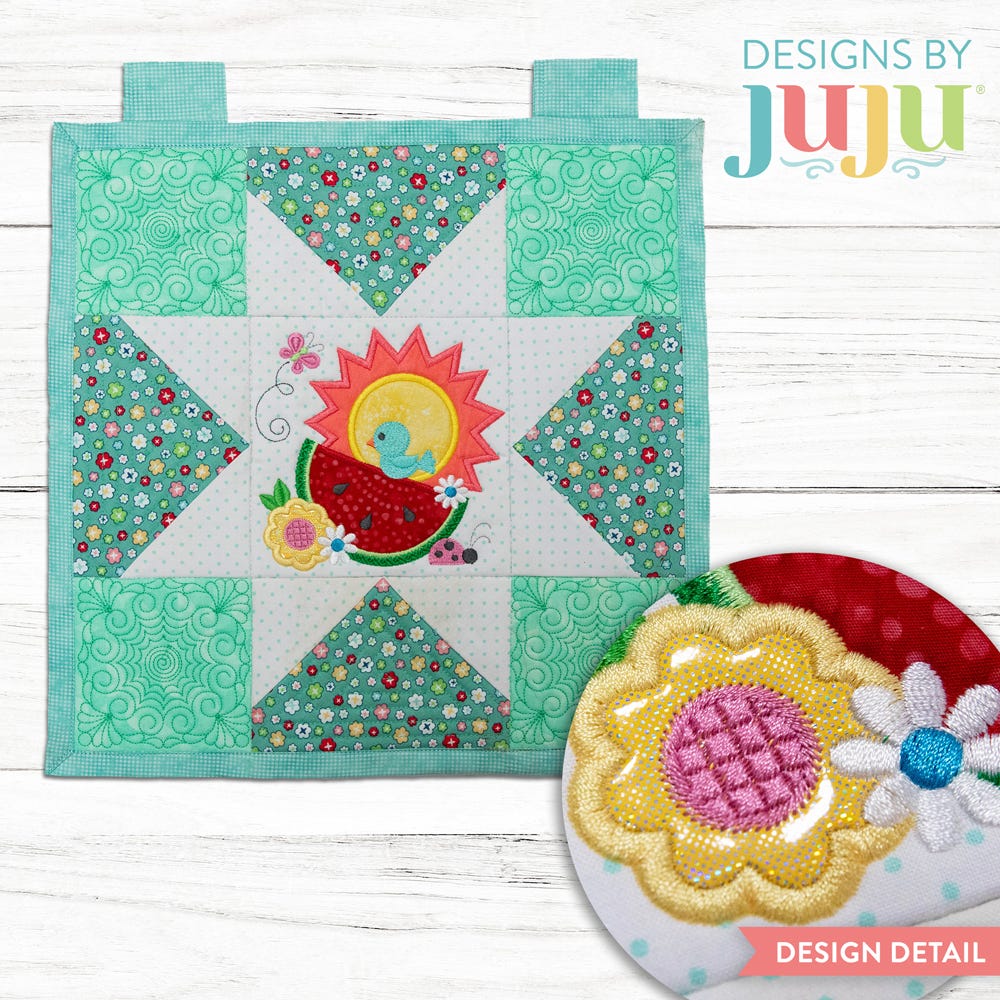 In The Hoop Summer Mini Quilt Project | Machine Embroidery Designs by JuJu