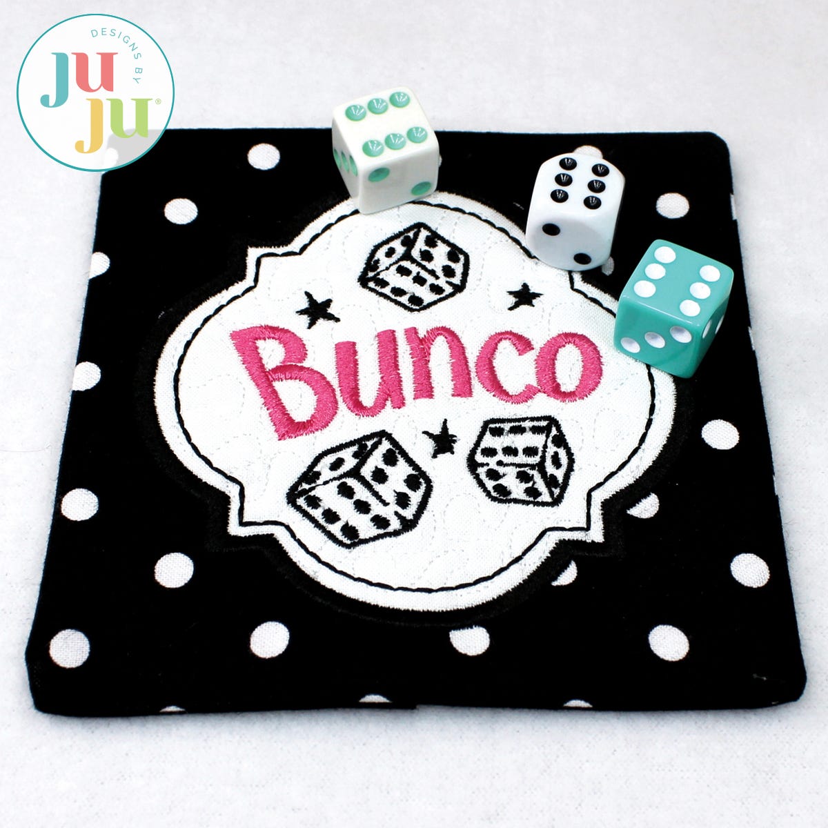 In The Hoop Bunco Coaster Project by Oma's Place | Machine Embroidery Designs by JuJu