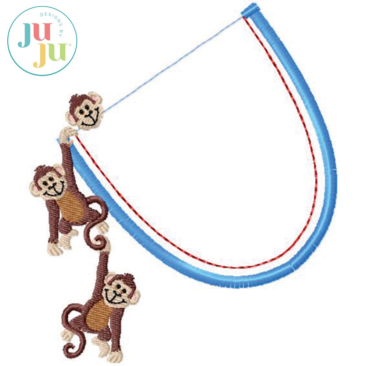 Applique Monkey Pocket Embroidery Design by Oma's Place | Machine Embroidery Designs by JuJu
