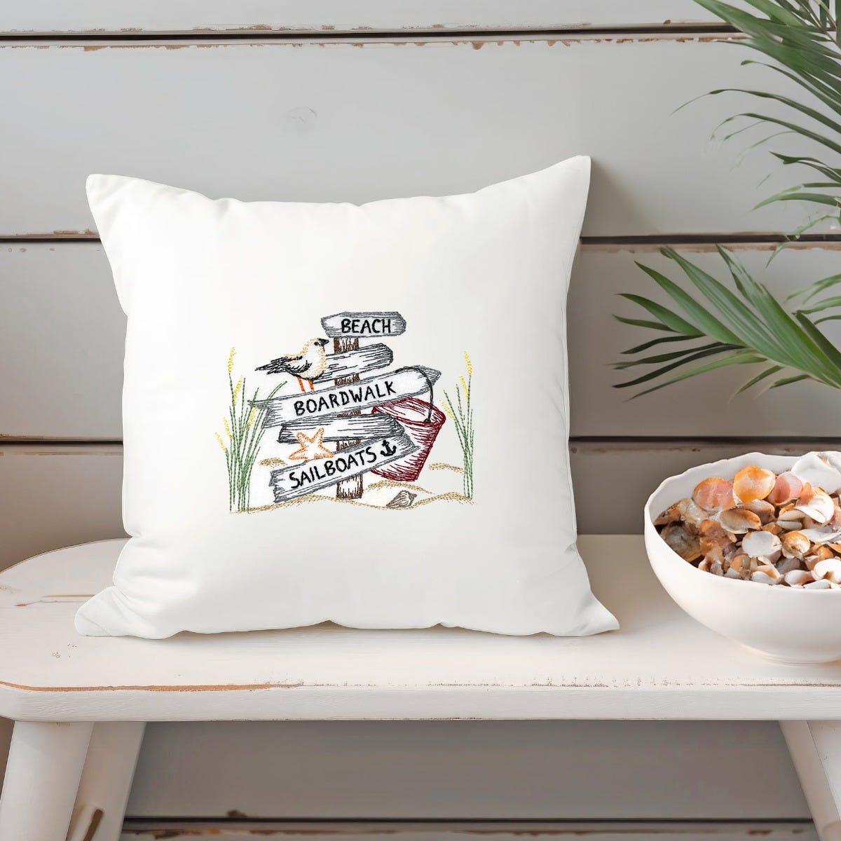 Seaside Signs Vintage Sketch | Machine Embroidery Designs by JuJu