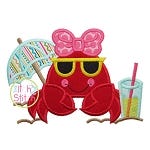 Beach Crab Umbrella Applique | Machine Embroidery Designs by JuJu