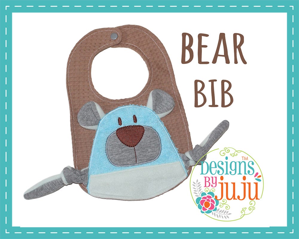 Bear Bib | Machine Embroidery Designs by JuJu