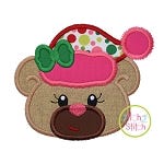 Winter Bear Face Girl Applique | Machine Embroidery Designs by JuJu