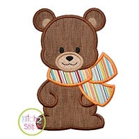 Bear with Scarf Boy Applique | Machine Embroidery Designs by JuJu