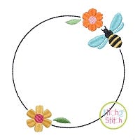 Bee Bloom Frame Embroidery Design | Machine Embroidery Designs by JuJu