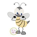Bee Flexing Muscles Sketch Embroidery | Machine Embroidery Designs by JuJu