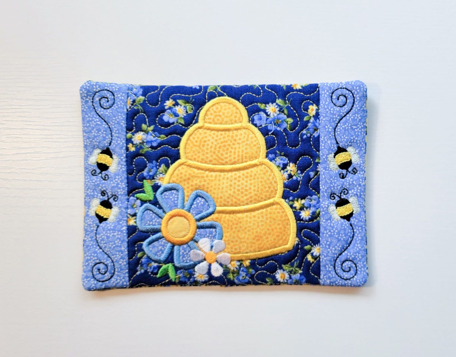 ITH Busy Bees Beehive Mug Rug | Machine Embroidery Designs by JuJu