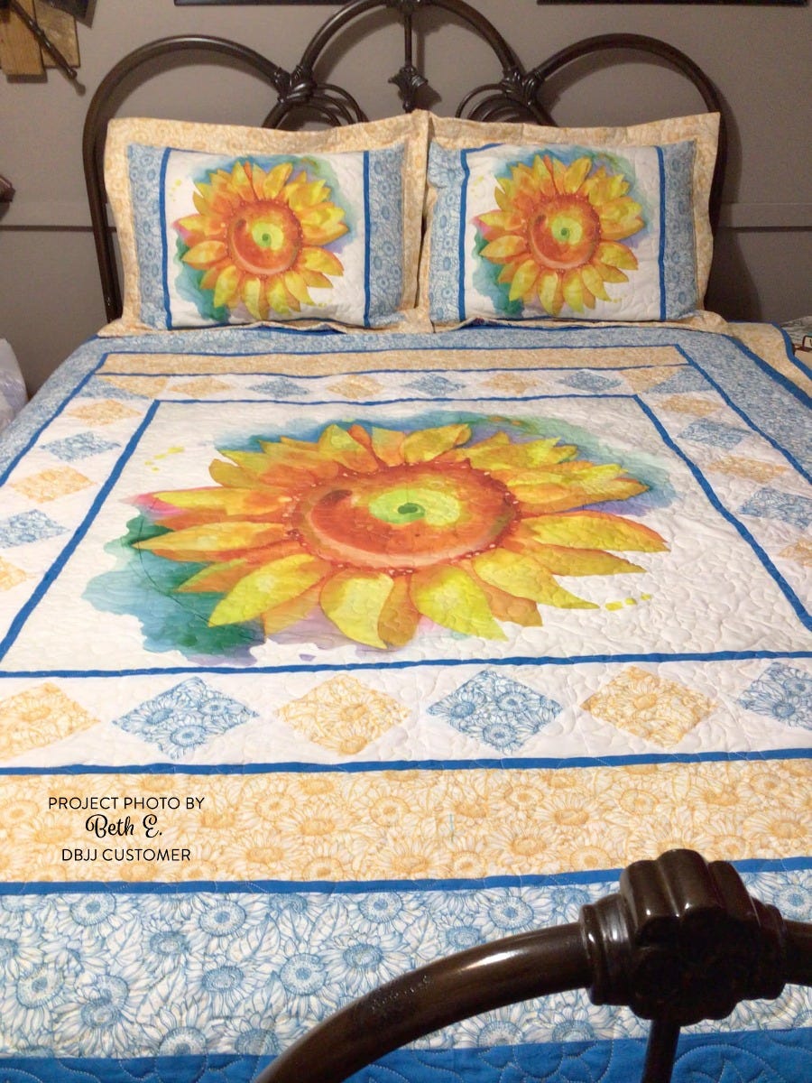 Sunflowers and Leaves End-to-End Quilting Embroidery Design