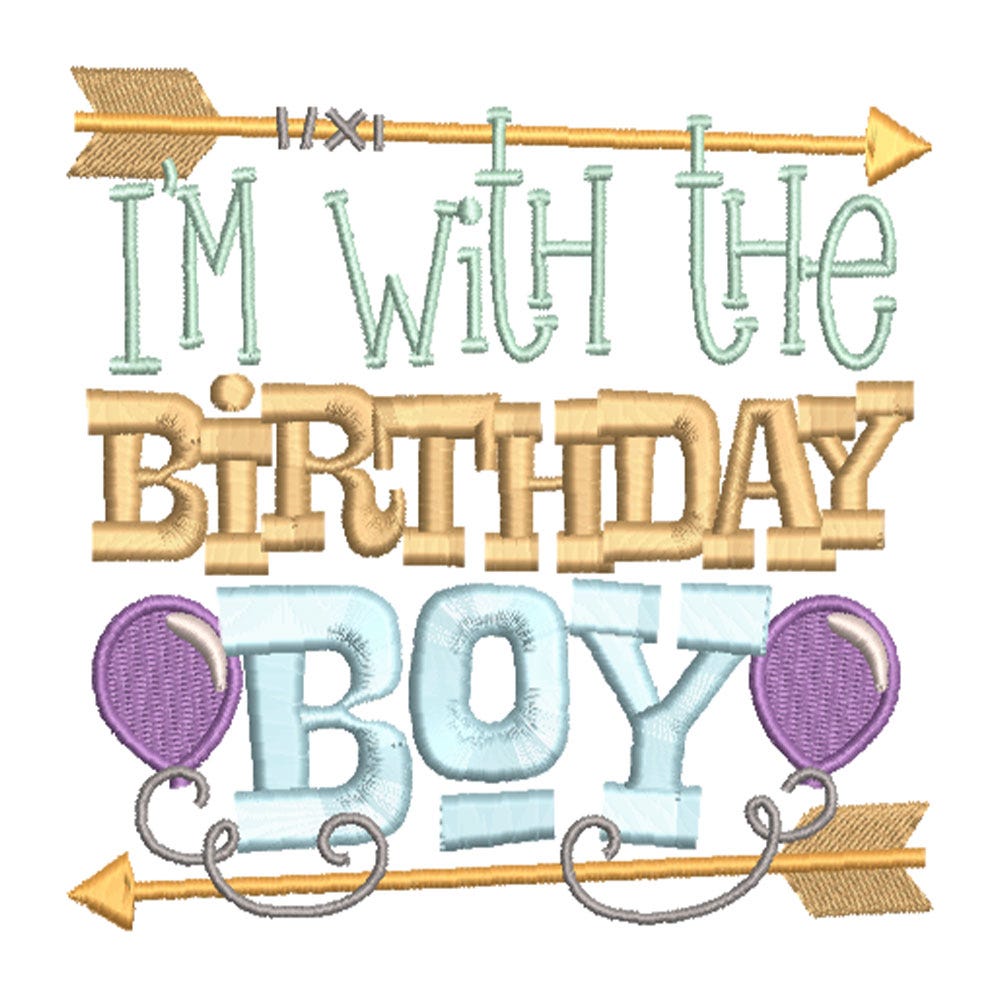 FREE I'm With the Birthday Boy Embroidery Design | Machine Embroidery Designs by JuJu