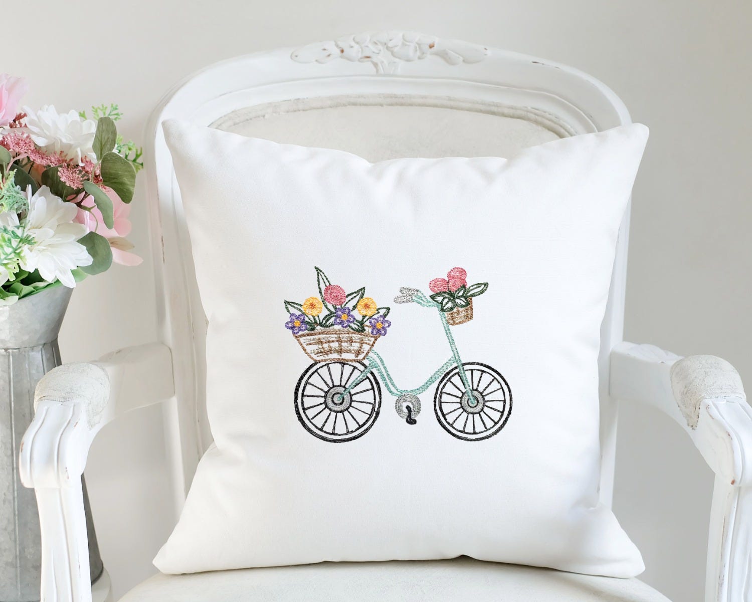 Spring Garden Sketch Bicycle | Machine Embroidery Designs by JuJu