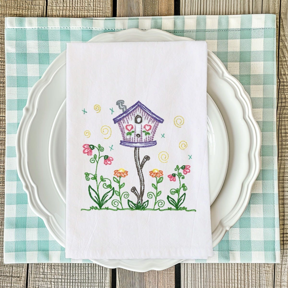 Spring Garden Sketch Birdhouse | Machine Embroidery Designs by JuJu