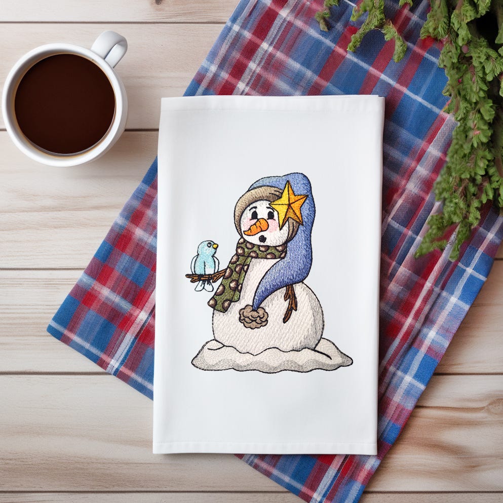 Bird Star Hat Snowman | Machine Embroidery Designs by JuJu