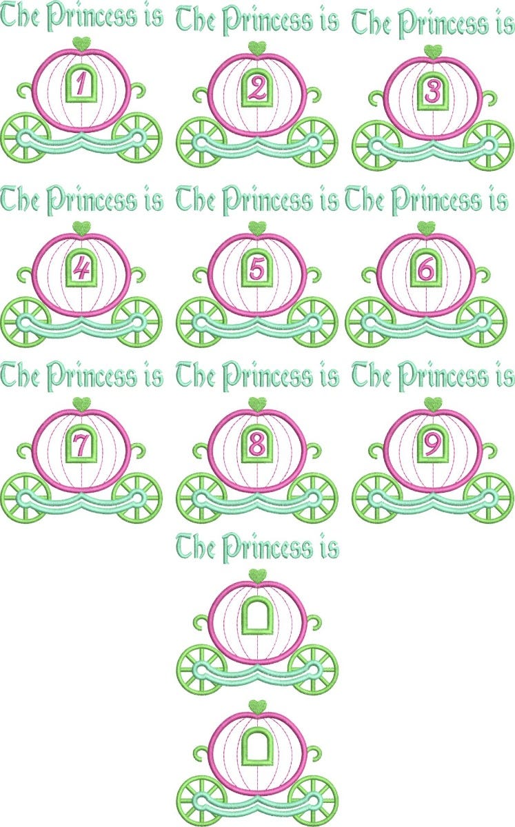 Birthday Princess Carriage Applique