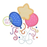 Birthday Balloons Applique Design | Machine Embroidery Designs by JuJu