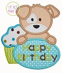 Birthday Puppy Applique | Machine Embroidery Designs by JuJu