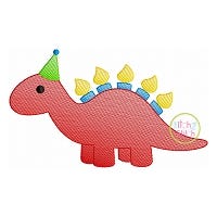 Birthday Stegosaurus Sketch | Machine Embroidery Designs by JuJu