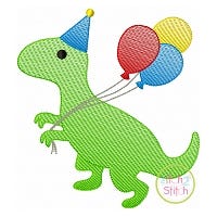 Birthday T-Rex Sketch | Machine Embroidery Designs by JuJu