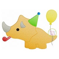 Birthday Triceratops Sketch | Machine Embroidery Designs by JuJu