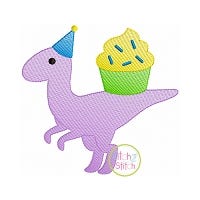 Birthday Velociraptor Sketch | Machine Embroidery Designs by JuJu