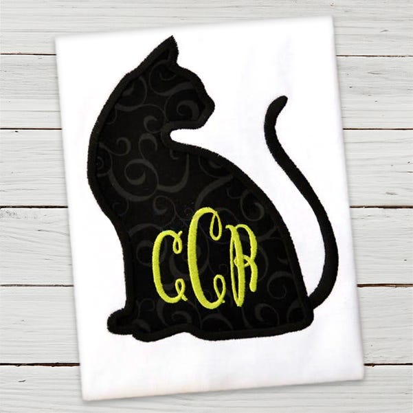 Black Cat Halloween Applique Design