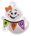 Boo Banner Ghost Girl Applique | Machine Embroidery Designs by JuJu