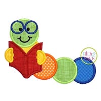 Book Worm Applique | Machine Embroidery Designs by JuJu