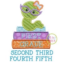 Bookworm Elementary Grades Girl Applique Design Set