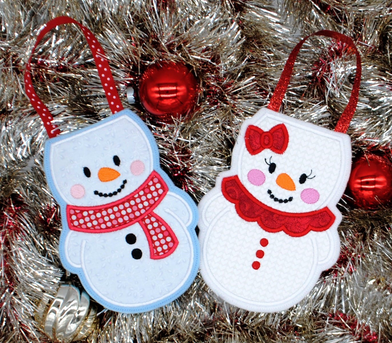 Mr and Mrs Snowman Treat Bags | Machine Embroidery Designs by JuJu