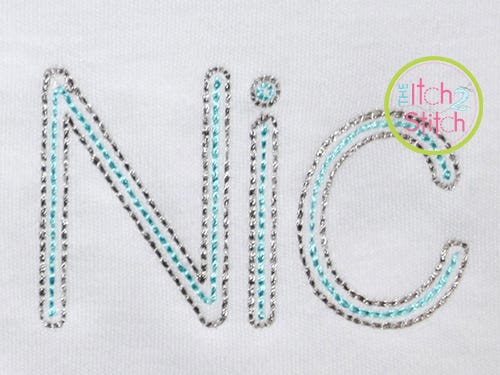 Brick House Two Color Bean Stitch Embroidery Font | Machine Embroidery Designs by JuJu