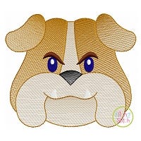 Bulldog Face Boy Sketch Embroidery | Machine Embroidery Designs by JuJu