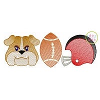 Bulldog Football Trio Sketch Embroidery | Machine Embroidery Designs by JuJu